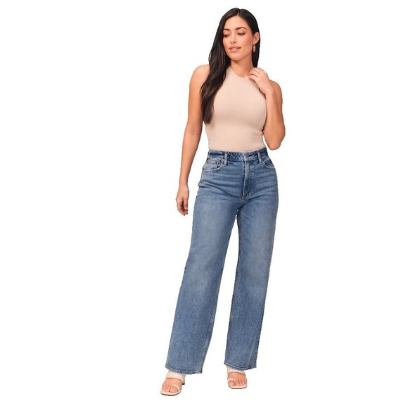 ABERCROMBIE & FITCH Women's High Rise The 90s Relaxed Jean size 35/20R NWT - Picture 1 of 7